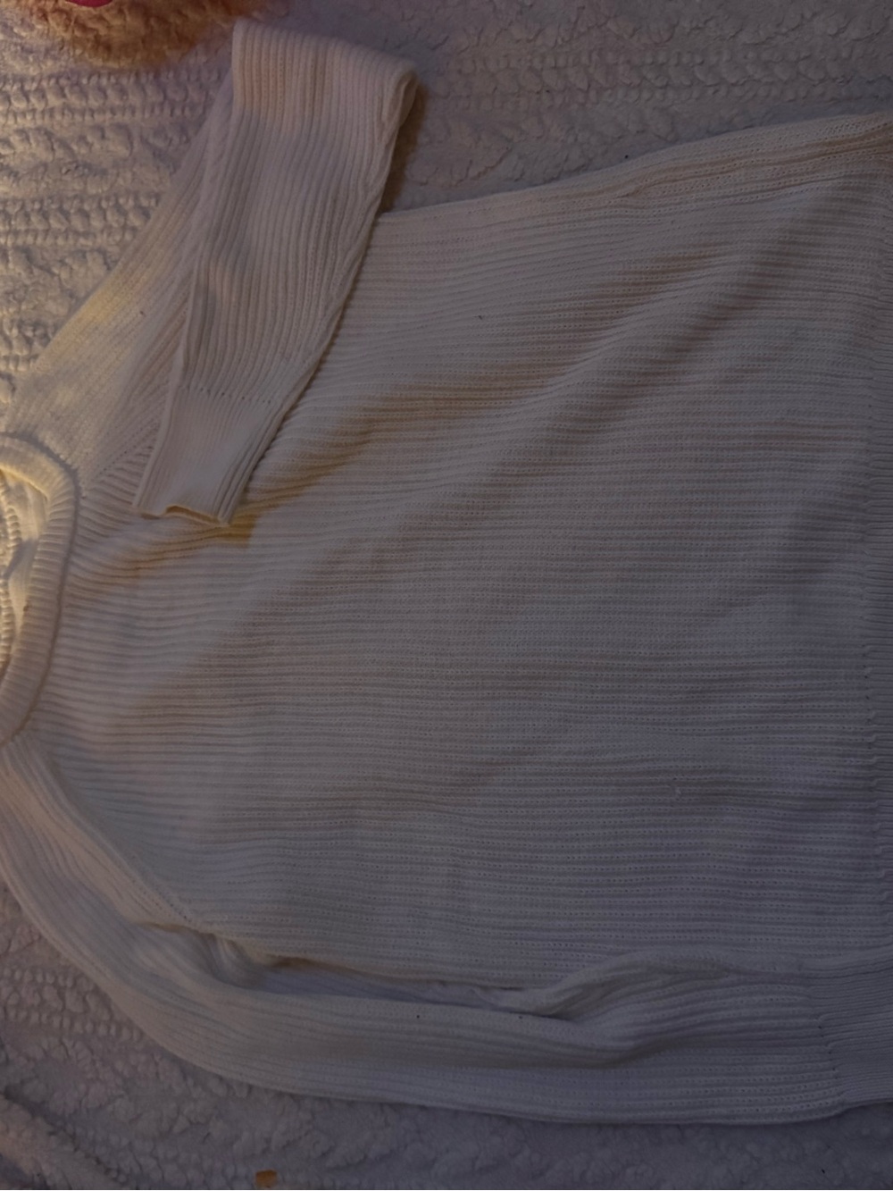 LL bean cream sweater 100% cotton size large - Picture 6 of 9